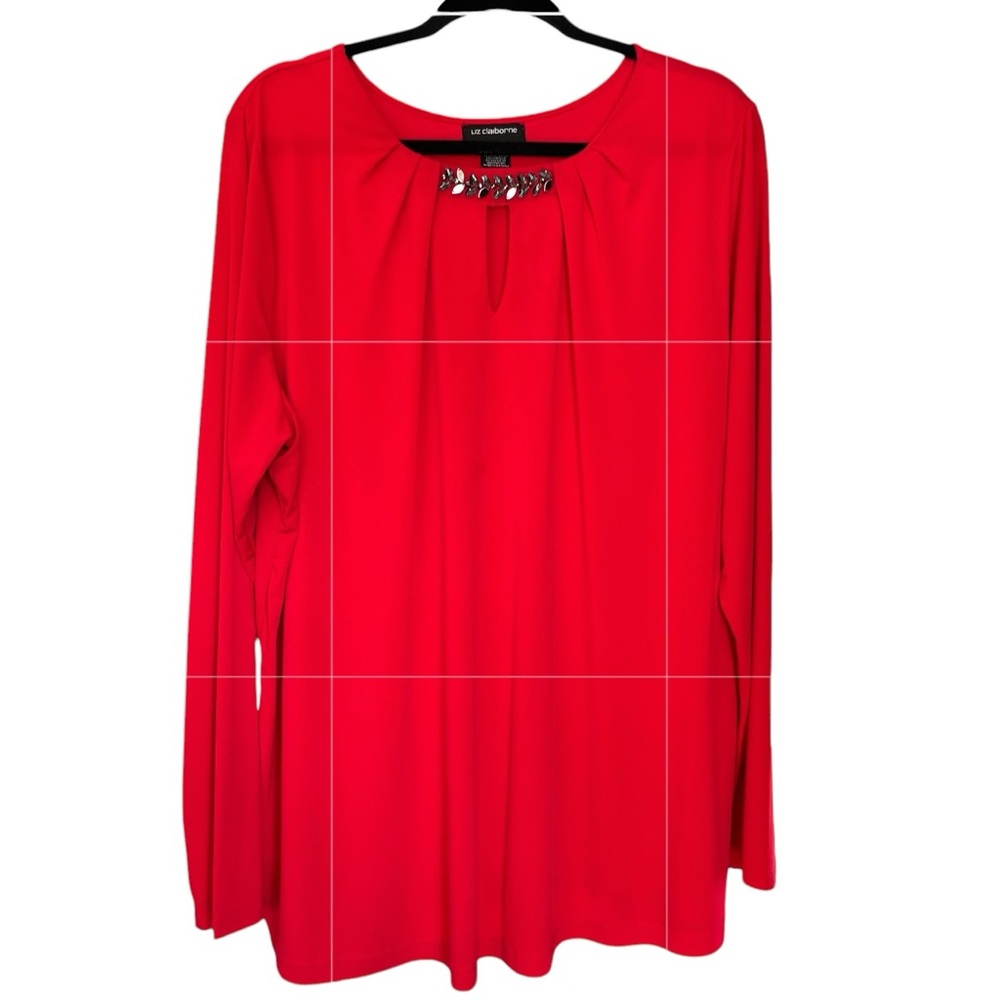Liz Claiborne Women’s Red Dressy Flowy Tunic Top Size 2X - Picture 3 of 11